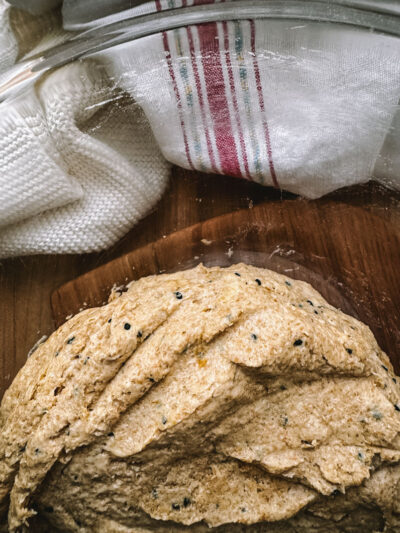 Rising Einkorn Sourdough Flatbread Dough rising einkorn sourdough flatbread dough