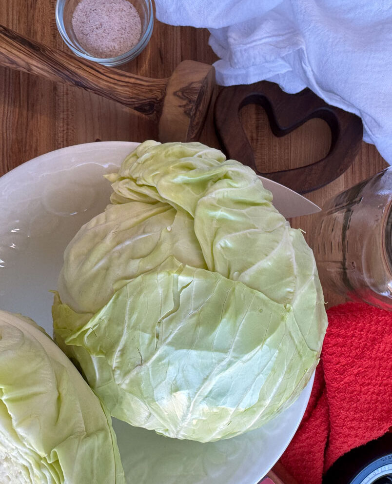 whole green cabbages for quick sauerkraut