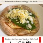homemade flatbread with egg and sauerkraut