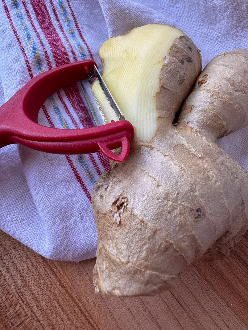 peeling ginger