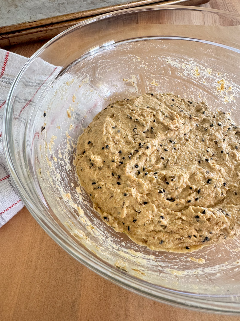 einkorn whole wheat sourdough cracker dough in a mixing bowl einkorn whole wheat sourdough cracker dough in a mixing bowl
