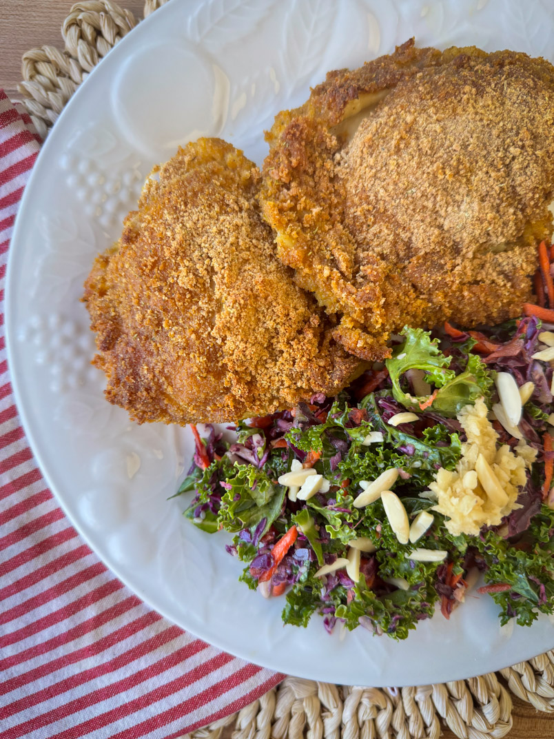 buttermilk baked chicken and kale salad for a easy healthy dinner