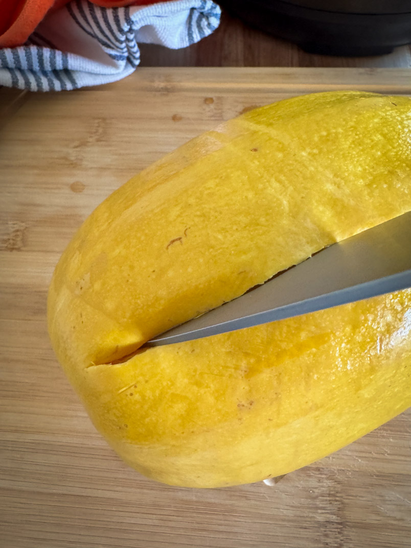 slice whole spaghetti squash