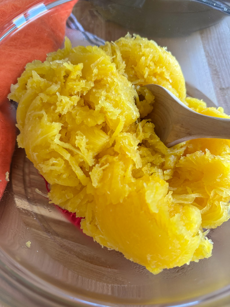 making spaghetti squash for easy healthy dinner side dish