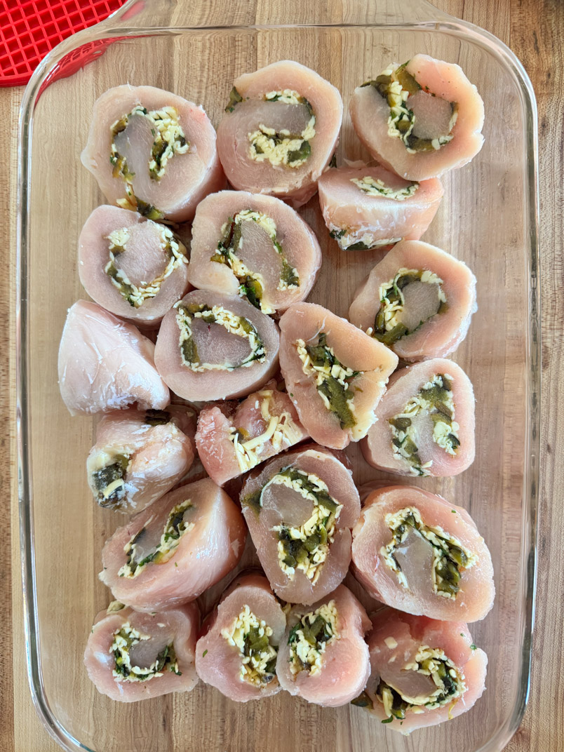 roasted poblano chicken ready to bake