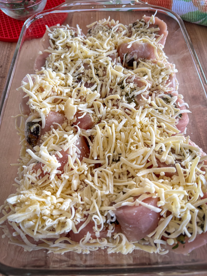 roasted poblano chicken topped with mozzarella cheese