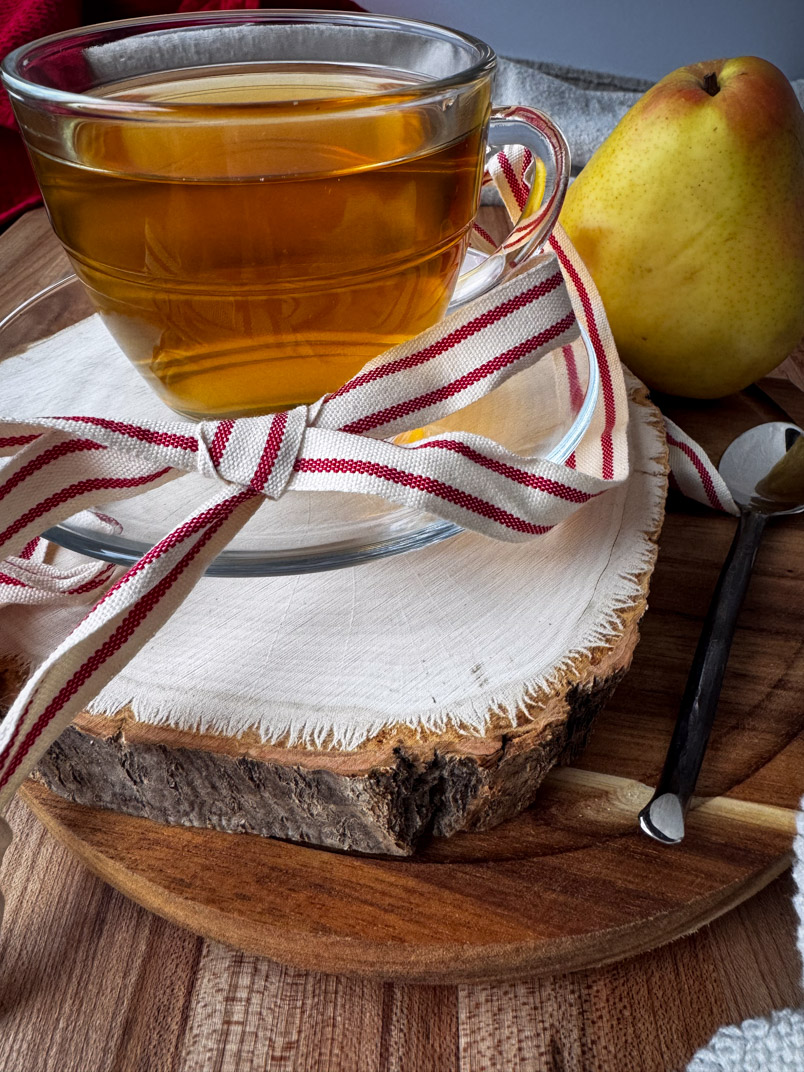 a cup of homemade pear tea