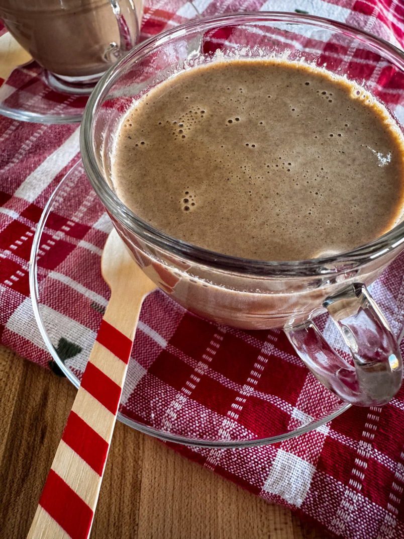 healthy hot date drink made with roasted carob