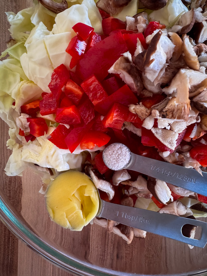 chopped vegetables with ghee and sea salt