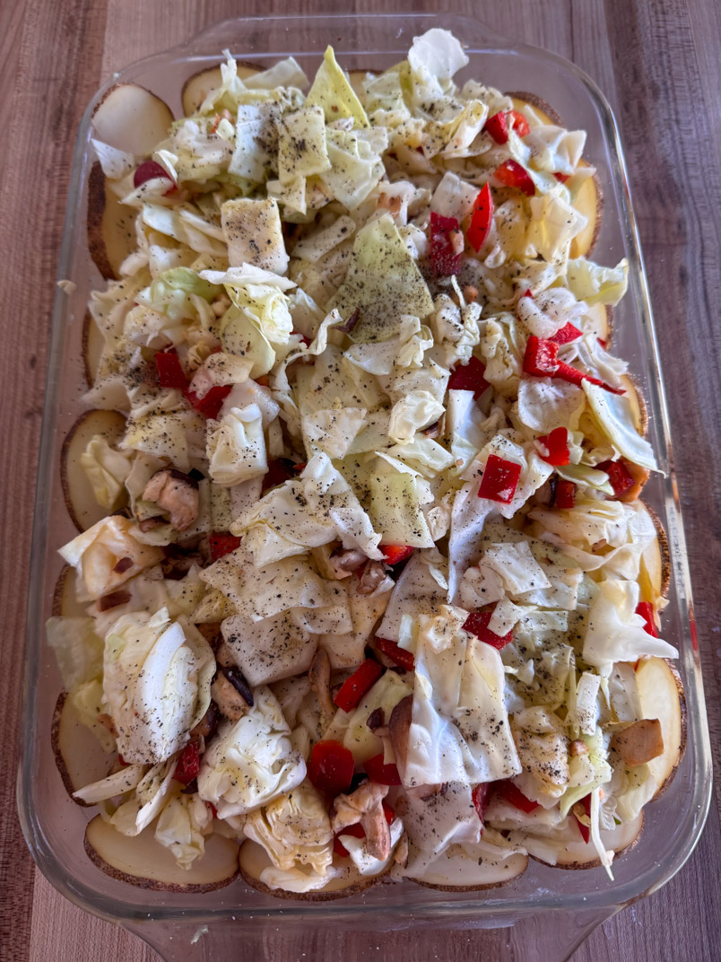 prepping vegetables for a one pot healthy chicken dinner