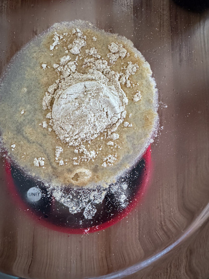 Add flour 1/4 cup at a time