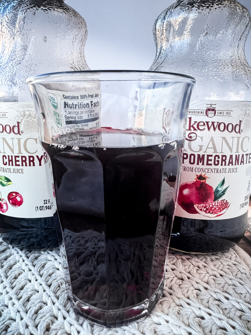 pomegranate and tart cherry juice mixed for a healthy drink