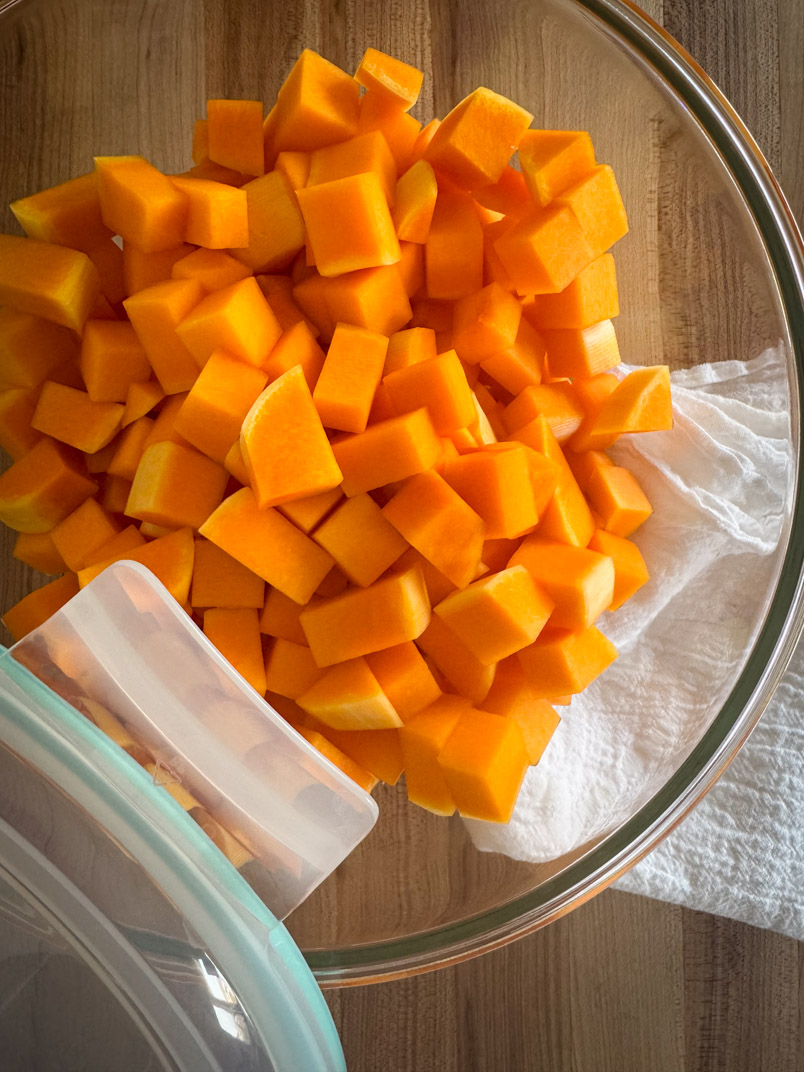 making butternut squash