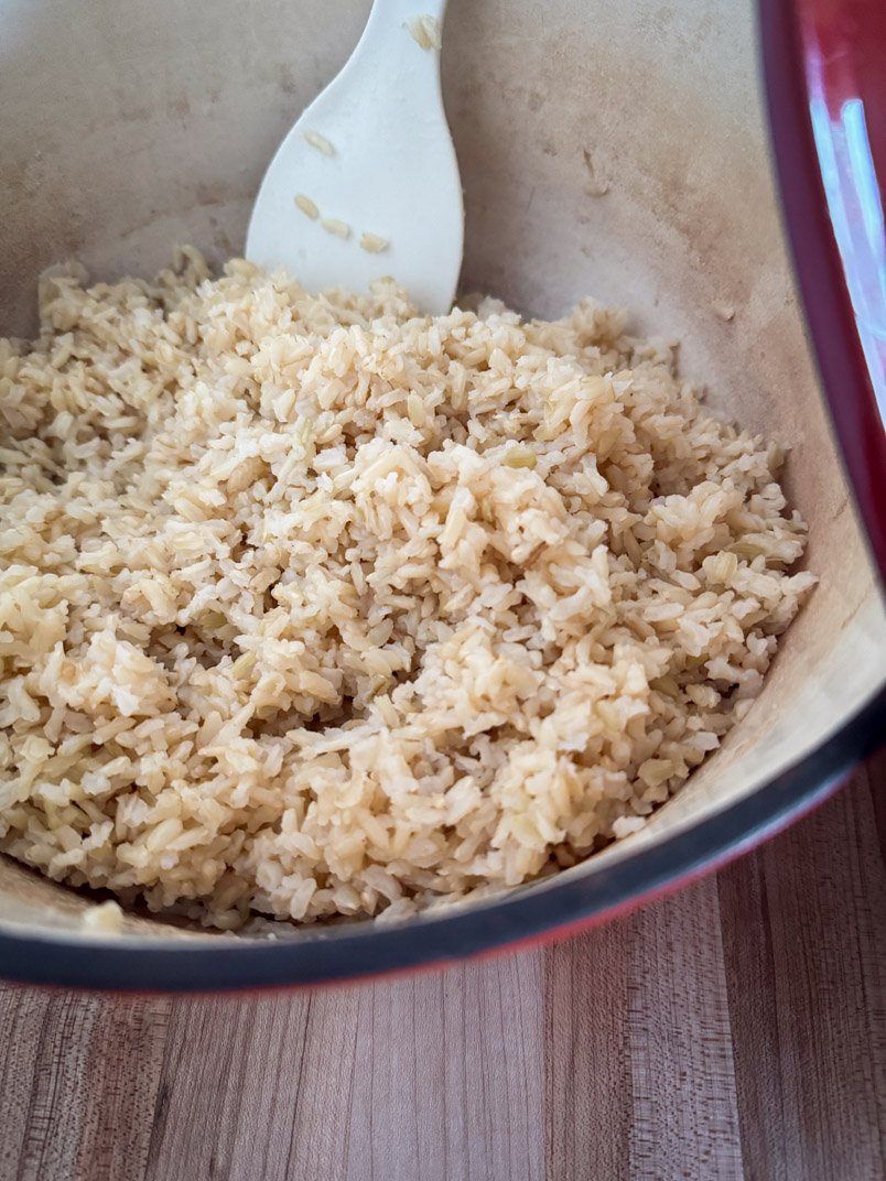 cooking brown basmati rice for rice bowls