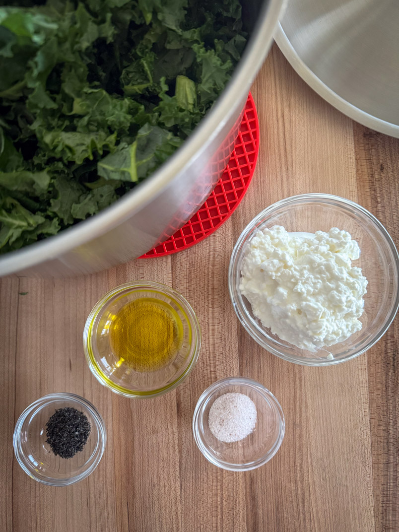 chopped kale, cottage cheese, olive oil, sea salt, and black seeds chopped kale, cottage cheese, olive oil, sea salt, and black seeds
