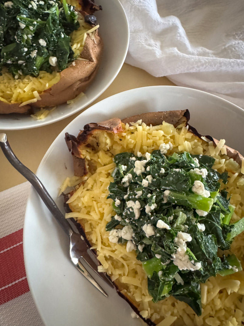 baked sweet potato cottage cheese and kale baked sweet potato cottage cheese and kale