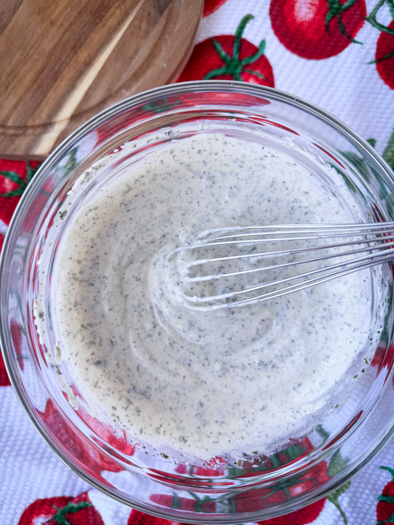 homemade salad dressing with honey and skyr